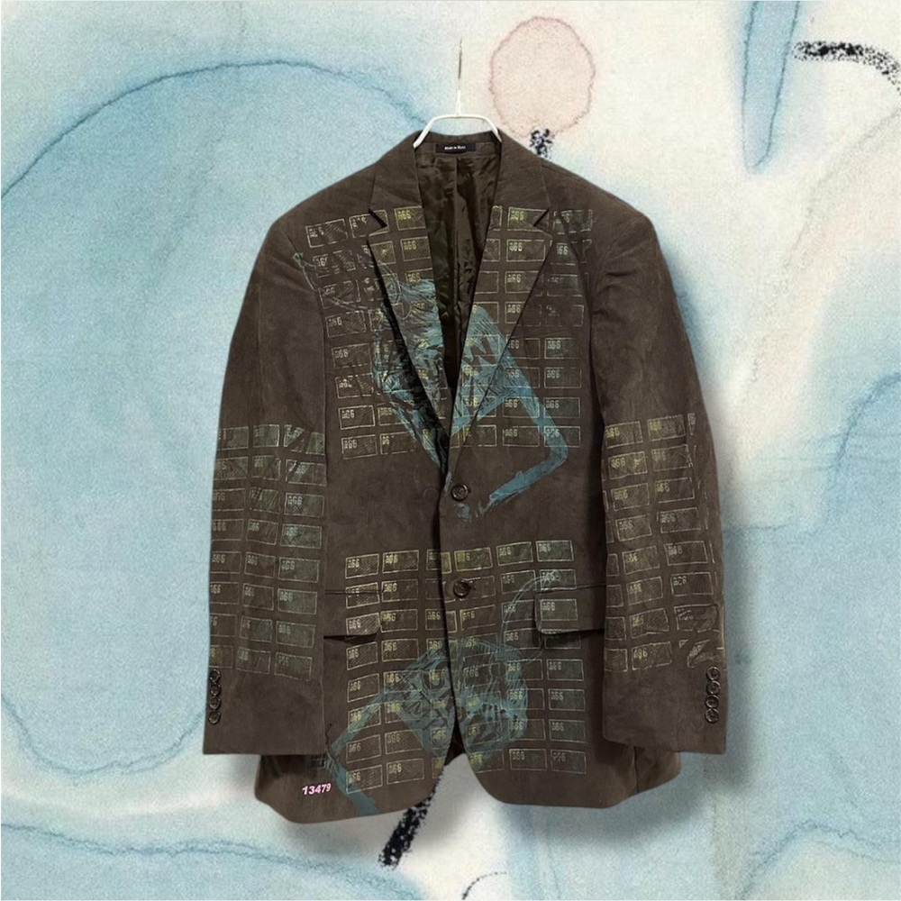 SNOW MILK - UPCYCLED & UNIQUE brown corduroy jacket blazer - painted